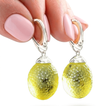 Extraordinaire Meteorite Amber Earrings Carved Lemon Amber