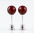 Cherry Amber Stud Earrings Made of Cherry Color Amber