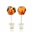 SPARKLIN Amber Stud Earrings Made of Faceted Cognac Color Amber