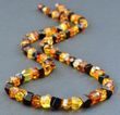 Amber Necklace Made of Faceted Cherry, Cognac, Lemon, Amber