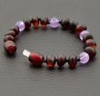 Children's Amber Bracelet Anklet Made of Raw Amber and Amethyst