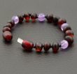 Children's Amber Bracelet Made of Baltic Amber and Amethyst