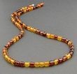 Mens Amber Necklace Made of Cognac and Honey Tube Shape Amber