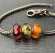 3 Pcs Pandora Style Faceted Amber Charm Beads 