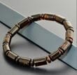  Men's Amber Bracelet Made of Cylinders and Disk Shape Amber