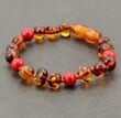 Children's Amber Bracelet Anklet Made of Baltic Amber and Jadeite