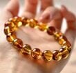 Amber Bracelet Made of Light Cognac Color Amber