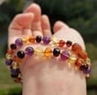 Amber Necklace for Children Made of Baltic Amber and Amethyst