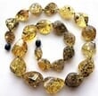 SPARKLING Amber Necklace Made of Faceted Greenish Amber