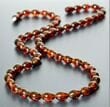 Amber Necklace Made of Oval Shape Dark Cognac Color Amber