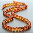 Cognac Amber Necklace Made of Baroque Shape Amber Beads
