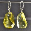 Large Faceted Amber Earrings Made of Natural Sape Amber Beads