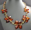 Amber Flower Necklace Made of Cognac Amber