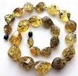 Green Faceted Amber Necklace Made of Baltic Amber
