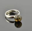 Adjustable Matte Dark Green Amber Silver Ring