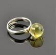 Adjustable Amber Silver Ring Made of Lemon Color Amber
