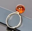 Adjustable Cognac Amber Ring in Sterling Silver