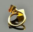 Adjustable Amber Ring in Gold Plated Sterling Silver