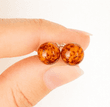 Light Cognac Amber Stud Earrings Made of Color Amber