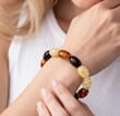 Amber Bracelet Made of Multicolor Oval Shape Amber Beads