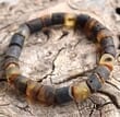 Mens Bracelet Made of Raw Dark Colors Baltic Amber 