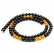 Men's Beaded Necklace Made of Black Honey and Lemon Amber