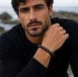 Men's Amber Bracelet Made of Black Matte and Polished Amber  