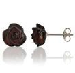 Small Carved Rose Amber Stud Earrings Made of Cherry Baltic Amber