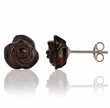 Small Carved Rose Amber Stud Earrings Made of Cherry Baltic Amber