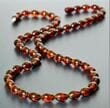 Men's Amber Necklace Made of Oval Shape Dark Cognac Amber. Unisex.  