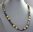 Men's Amber Necklace Made of Black and Lemon Amber. Unisex.