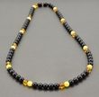 Men's Amber Necklace Made of Black Butterscotch Honey Amber. Unisex.