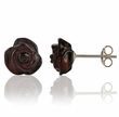 Carved Amber Rose Stud Earrings Made of Cherry Amber