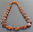 Amber Necklace Made of Flat Round Shape Dark Cognac Color Amber