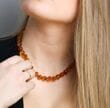 Cognac Amber Necklace Made of Baroque Shape Amber Beads