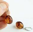 Amber Earrings Made of Olive Shape Cognac Baltic Amber