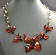 Amber Flower Necklace Made of Cognac and Lemon Colors Baltic Amber