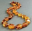 Amber Necklace Made of Cognac Color Bean Shape Amber Beads