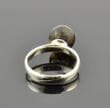 Adjustable Matte Dark Green Amber Silver Ring