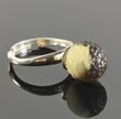 Meteorite Adjustable Marble Amber Ring Carved Baltic Amber