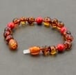 Children's Amber Bracelet Anklet Made of Baltic Amber and Jadeite