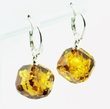 Faceted Amber Cube Earrings Made of Cognac Baltic Amber