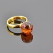 Adjustable Cognac Amber Ring in Gold Plated Sterling Silver 