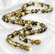 Amber Necklace Made of Mix Green Colors Baroque Shape Amber