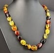 Amber Necklace Made of Multicolor Bean Shape Amber Beads