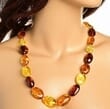 Amber Necklace Made of Multicolor Bean Shape Amber Beads