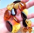 Amber Necklace Made of Flat Free Shape Multicolor Amber