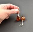 Amber Drop Dangle Earrings Made of Cognac Baltic Amber