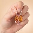 Amber Earrings Made of Cognac Color Amber 
