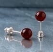 Cherry Amber Stud Earrings Made of Cherry Color Amber